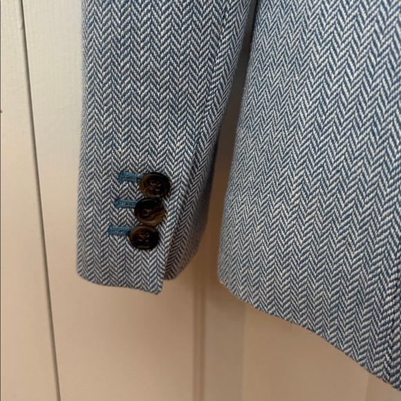 New J. Crew Herringbone one button blue blazer sz 6 - Picture 9 of 14